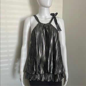 Express Shimmering Silver Halter Blouse